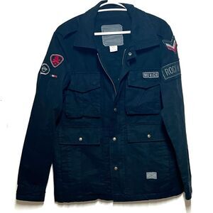 Hard Rock Cafe Authentic Black Zippered And Snaps 100% Cotton Jacket Mens S